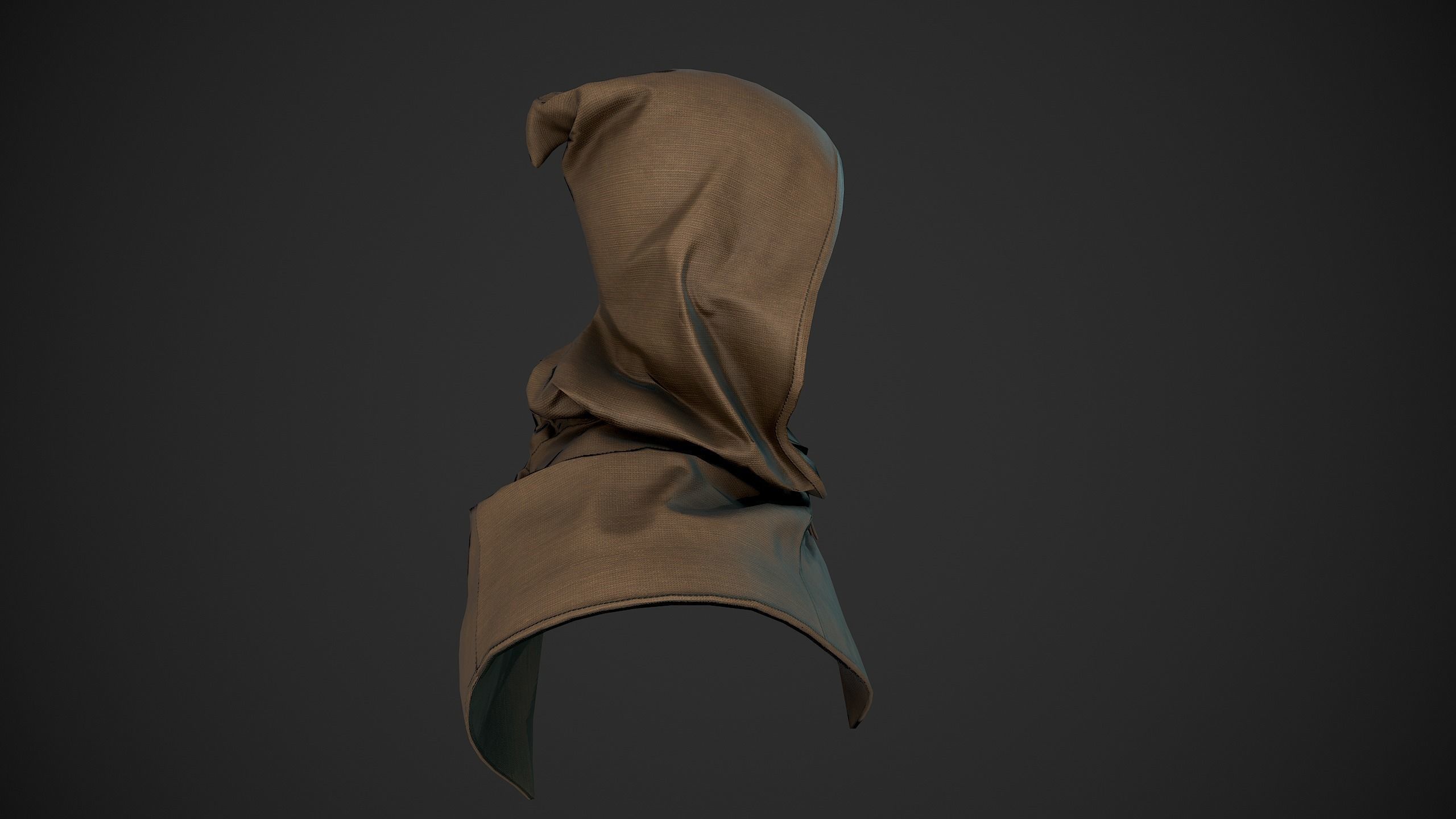 Brown Medieval Hood Low-poly 3D model_1