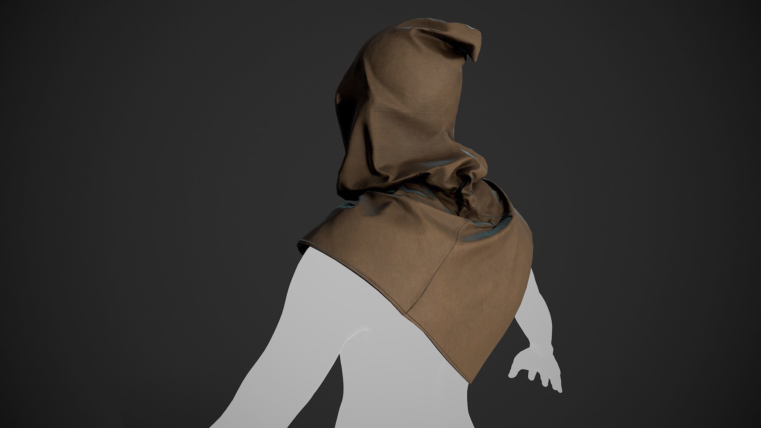 Brown Medieval Hood Low-poly 3D model_8