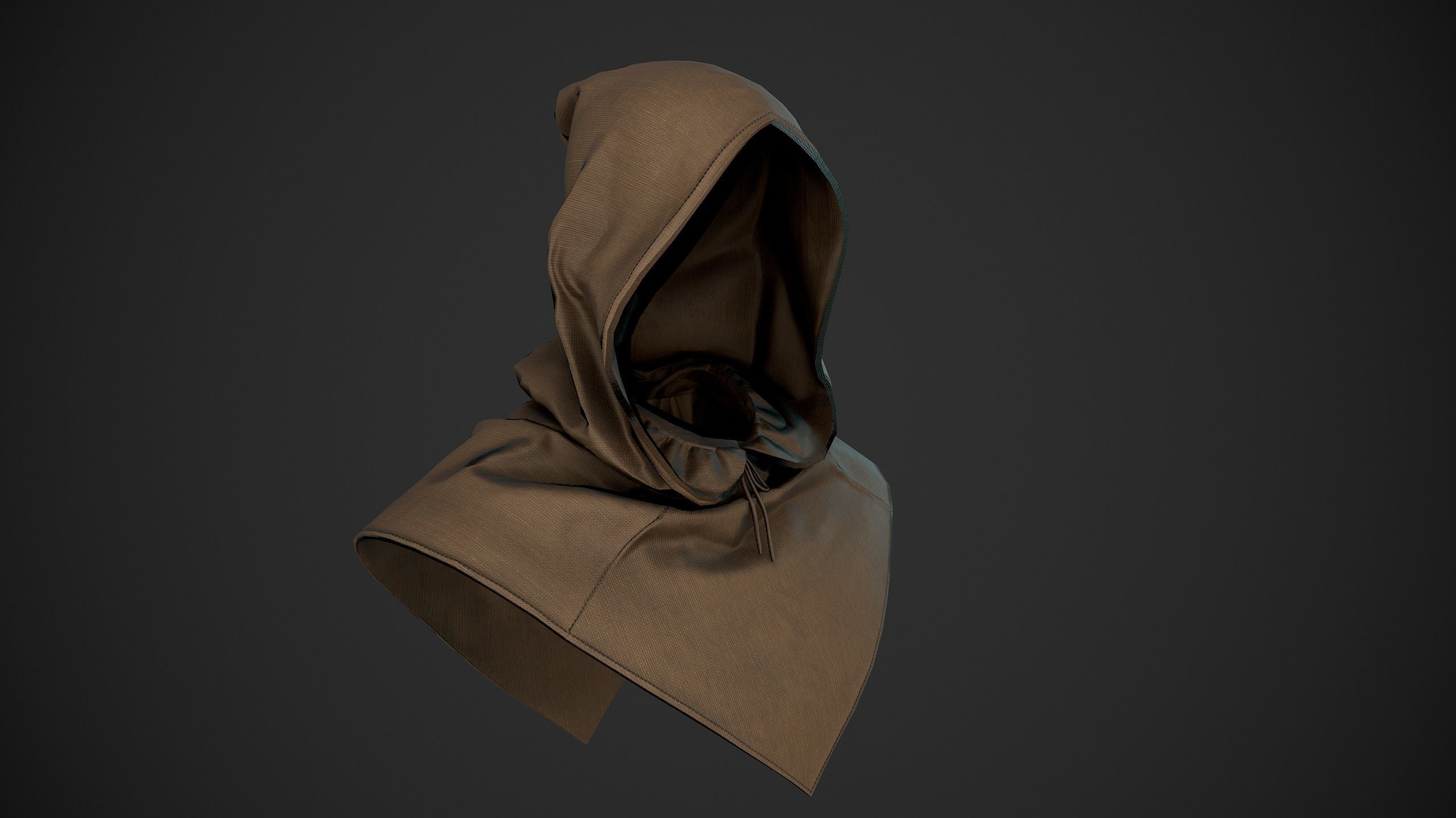 Brown Medieval Hood Low-poly 3D model_5