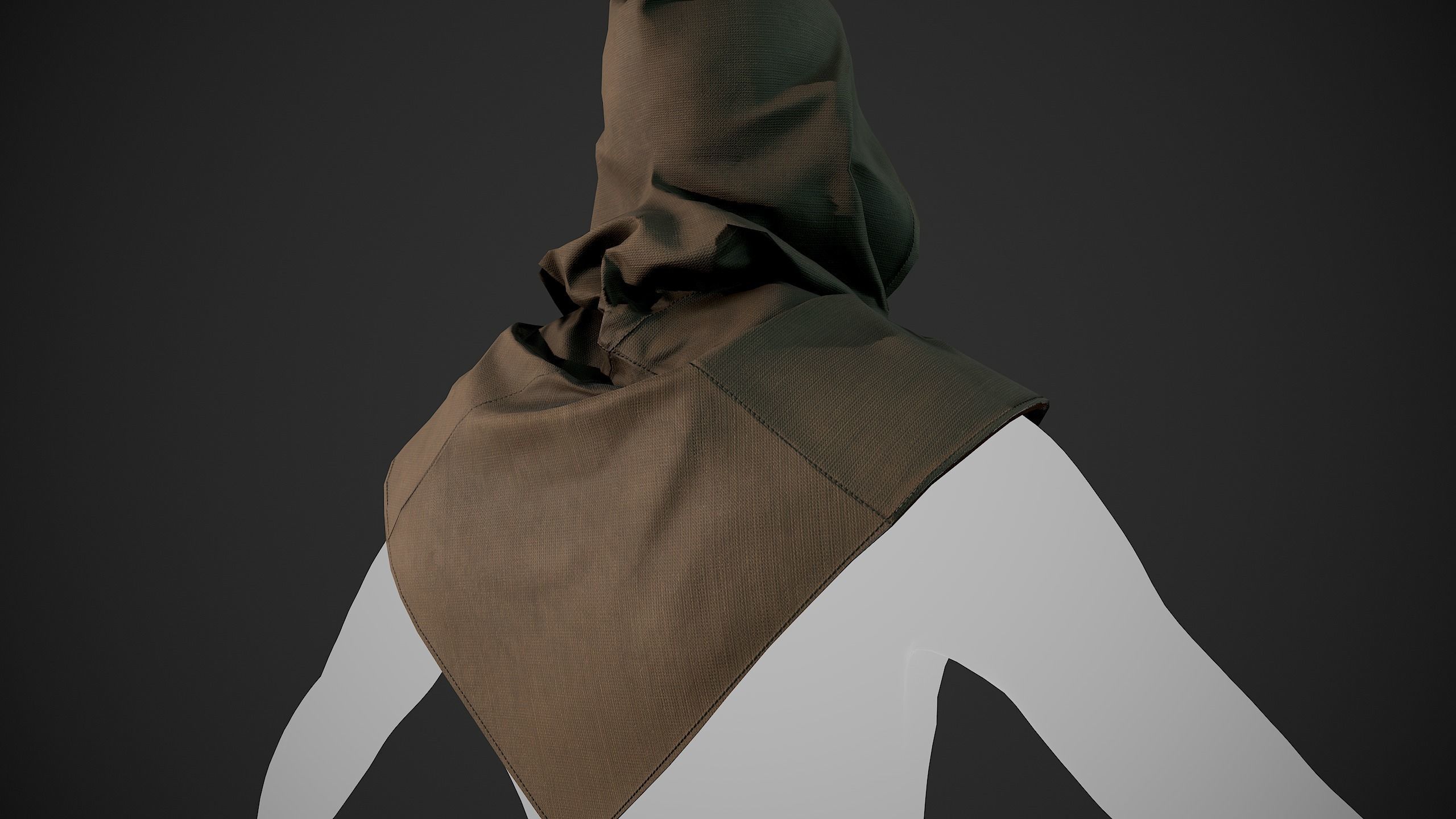 Brown Medieval Hood Low-poly 3D model_15