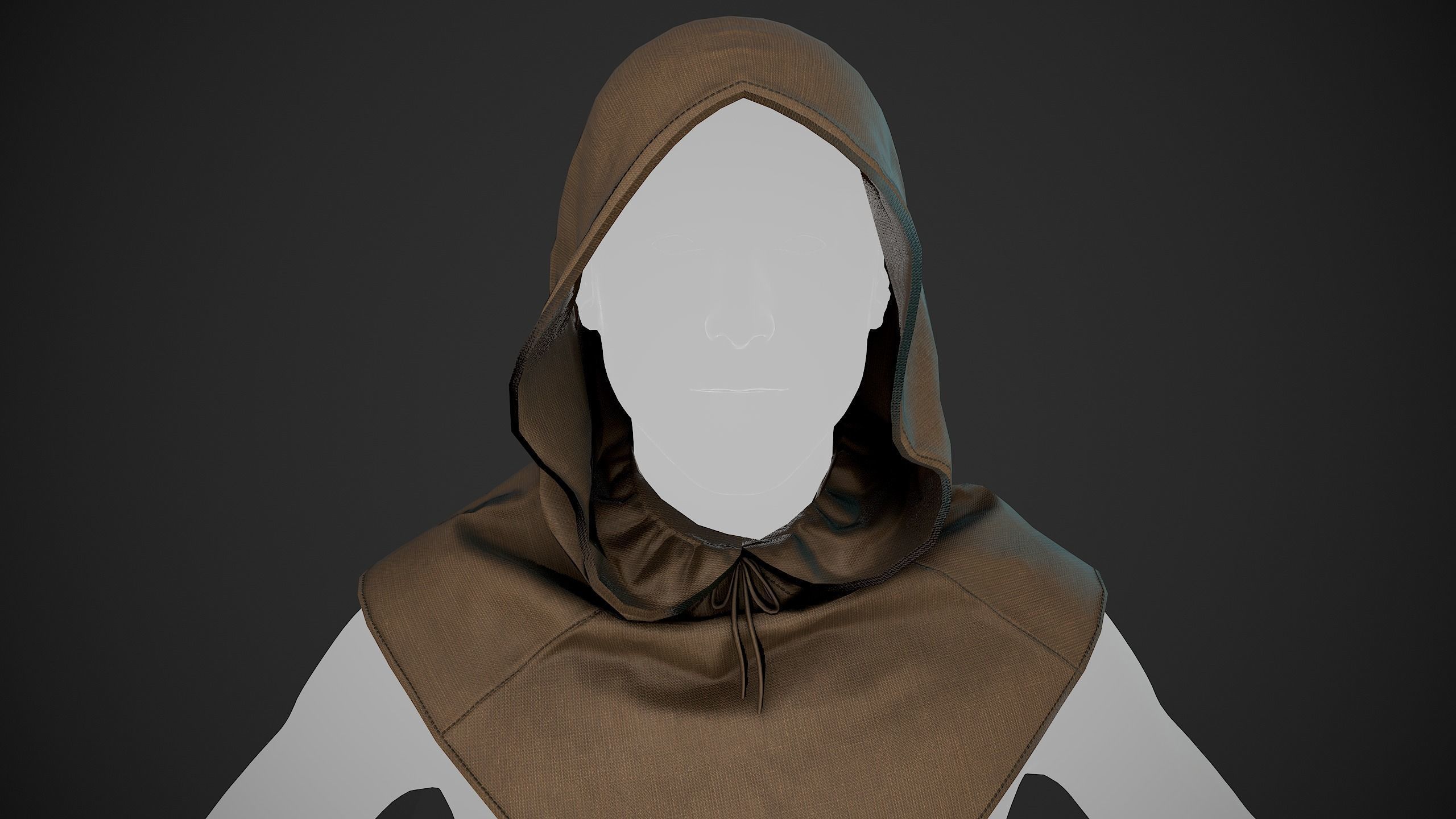 Brown Medieval Hood Low-poly 3D model_11