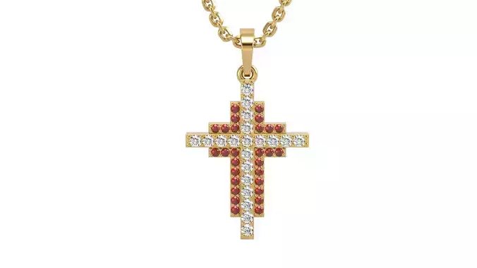 Cross pendant N 3 Stone and solid