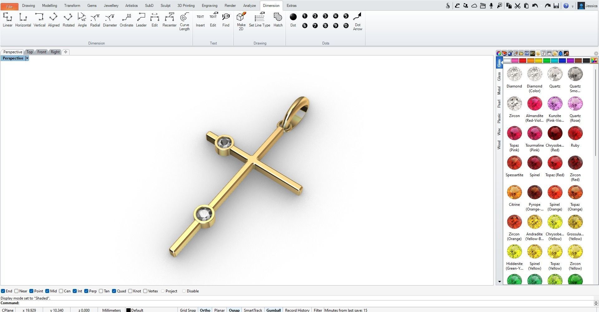ZIRCONIA CROSS PENDANT 3D print model_7