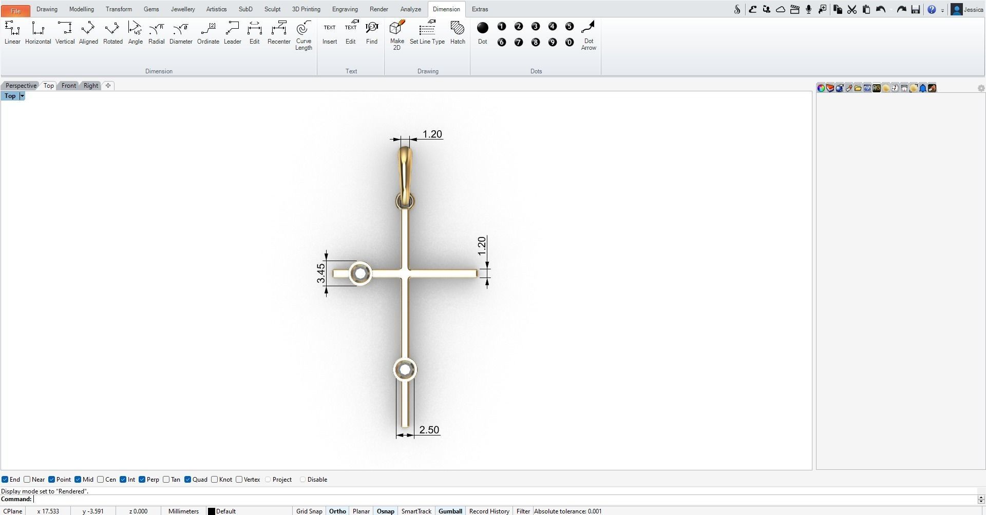ZIRCONIA CROSS PENDANT 3D print model_6