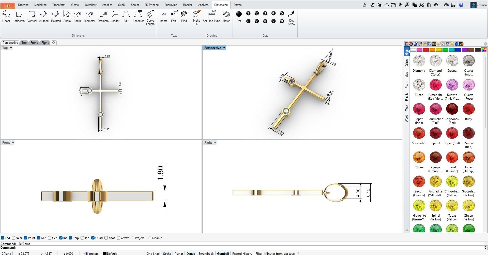 ZIRCONIA CROSS PENDANT 3D print model_8
