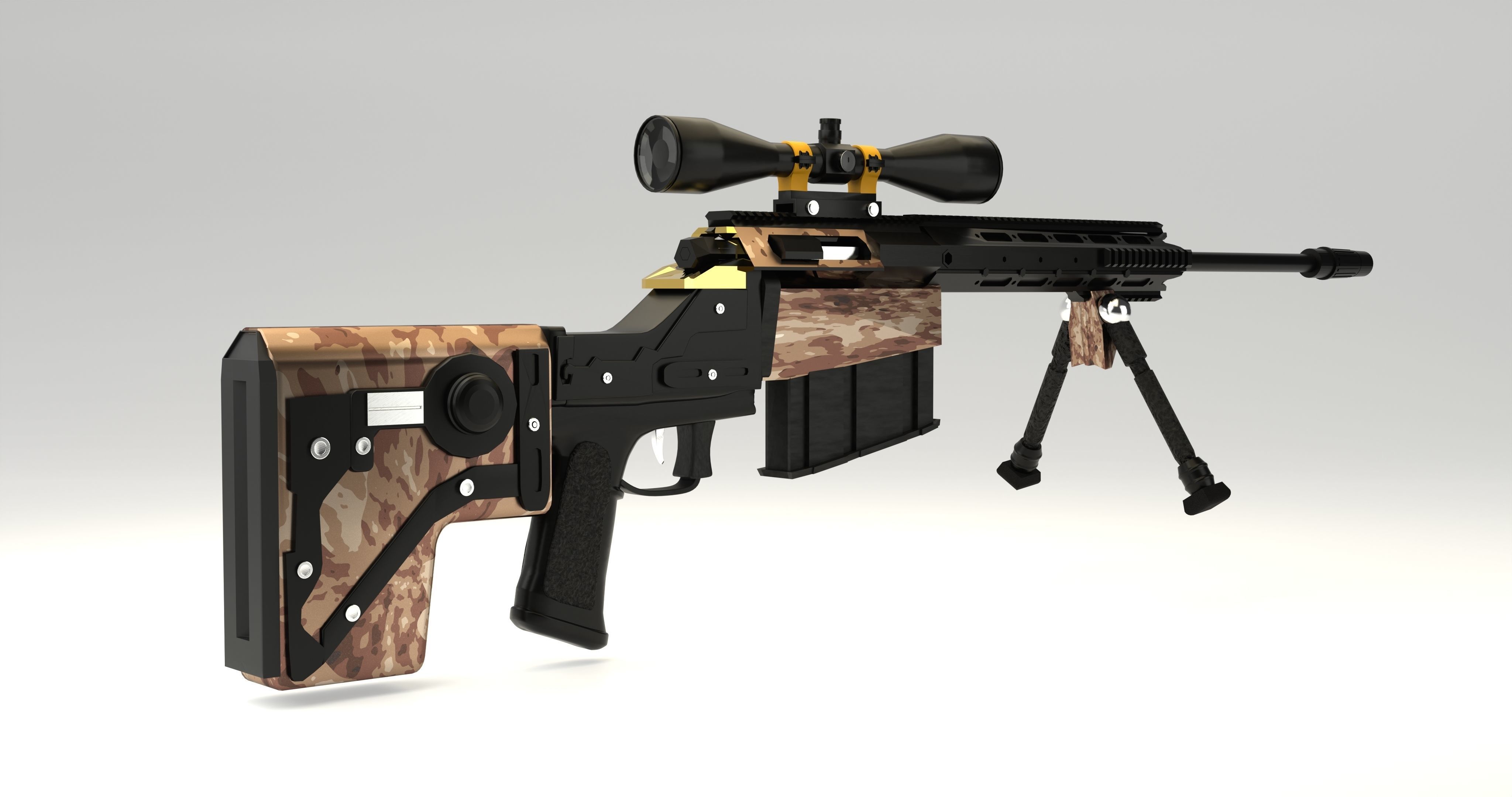 Gun 3D Lowpoly Model 3D model_4