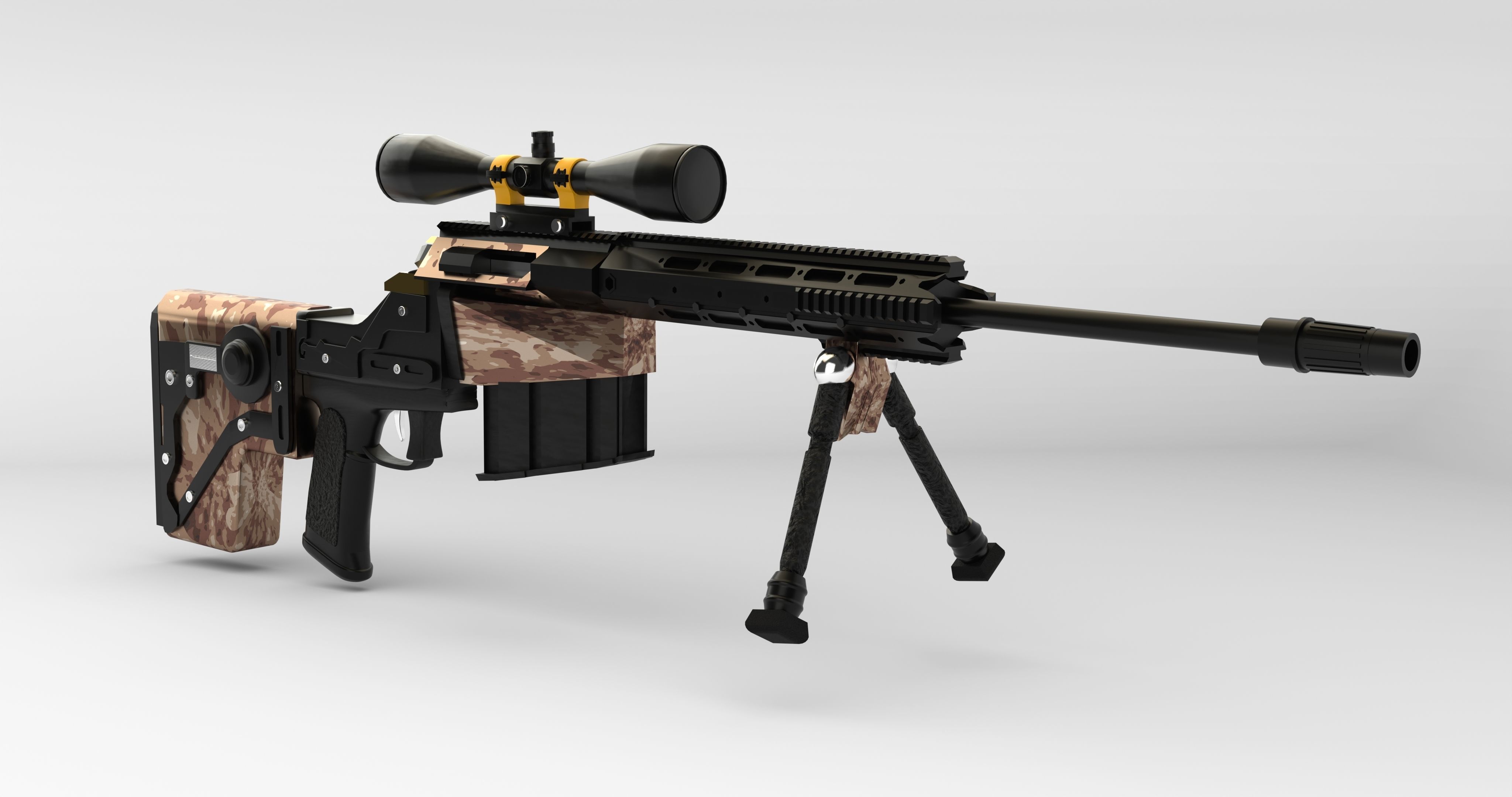 Gun 3D Lowpoly Model 3D model_8