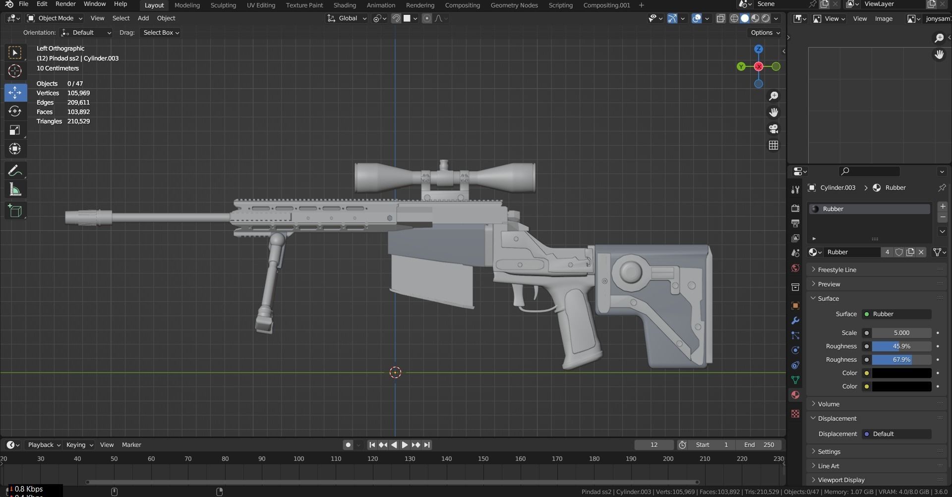 Gun 3D Lowpoly Model 3D model_1