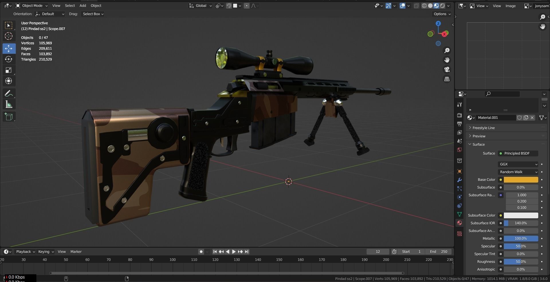 Gun 3D Lowpoly Model 3D model_6