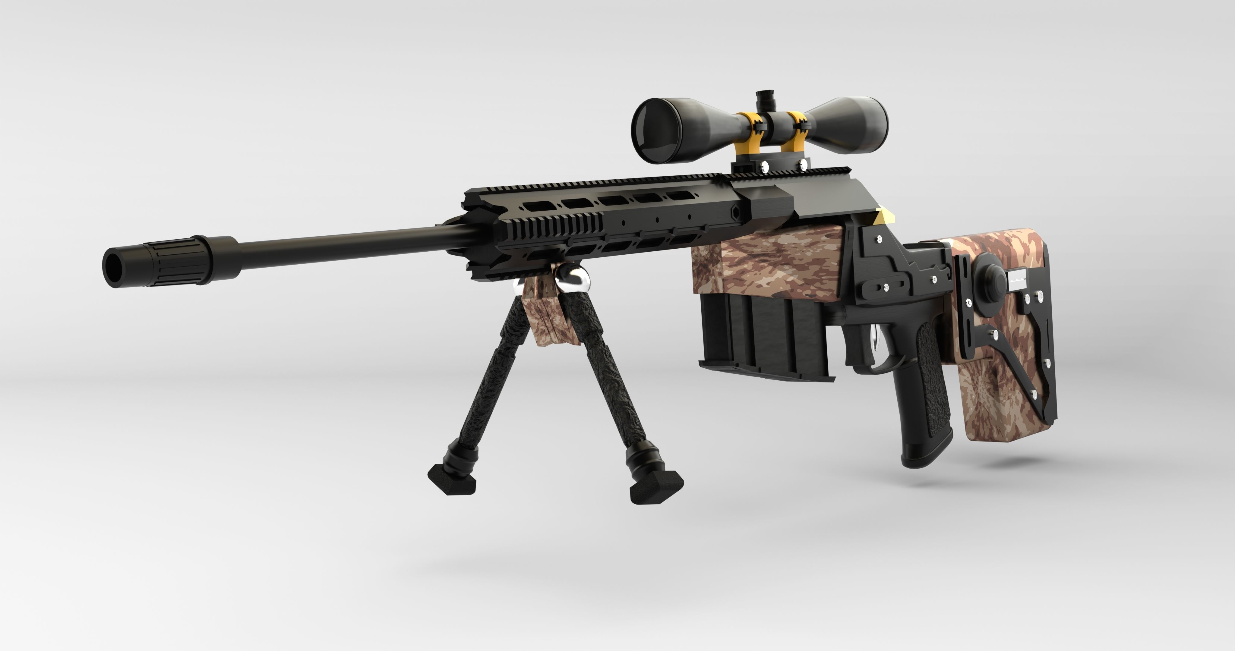 Gun 3D Lowpoly Model 3D model_2