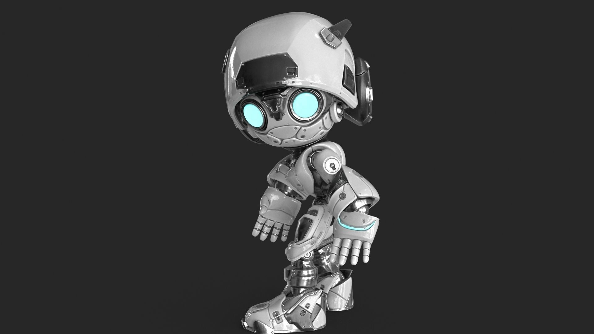 Droid RIGGED Low-poly 3D model_9