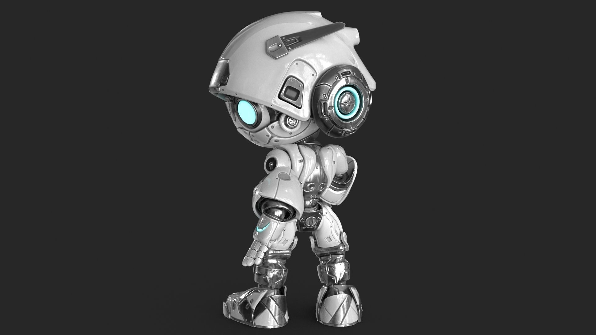 Droid RIGGED Low-poly 3D model_7