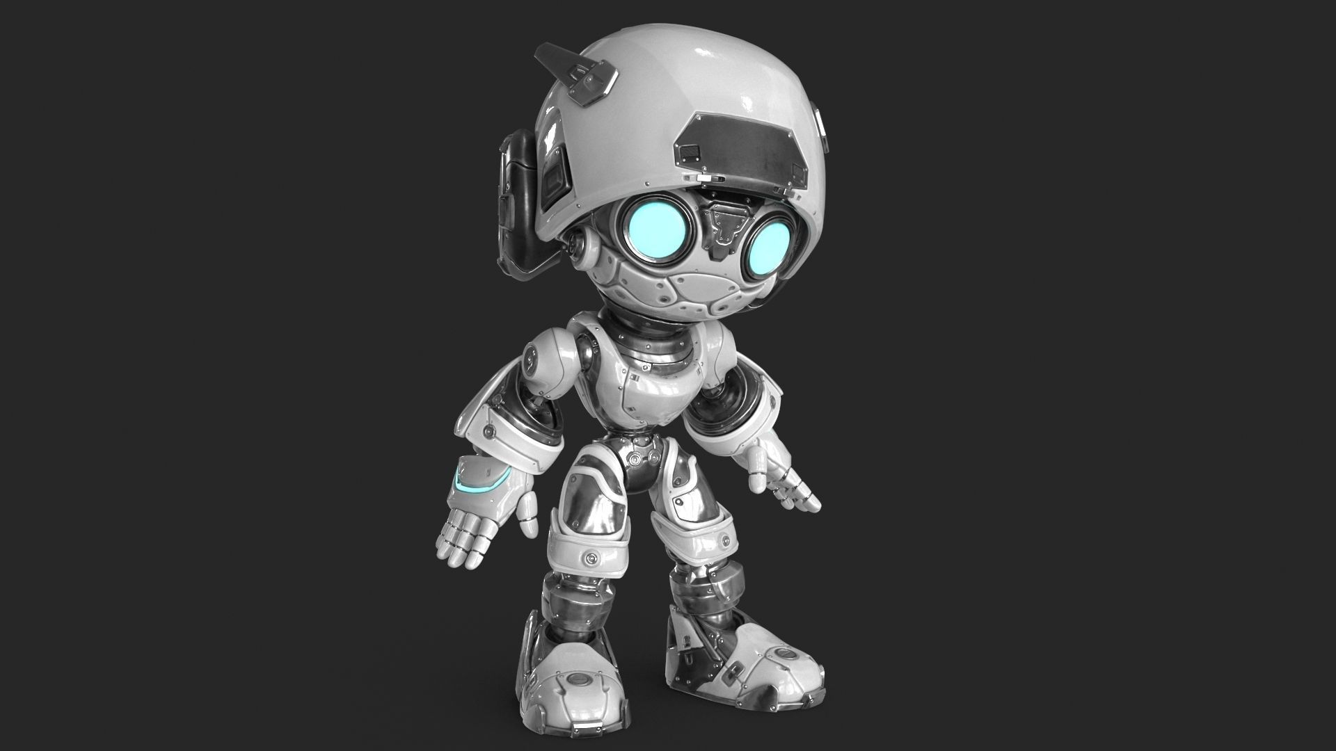 Droid RIGGED Low-poly 3D model_2