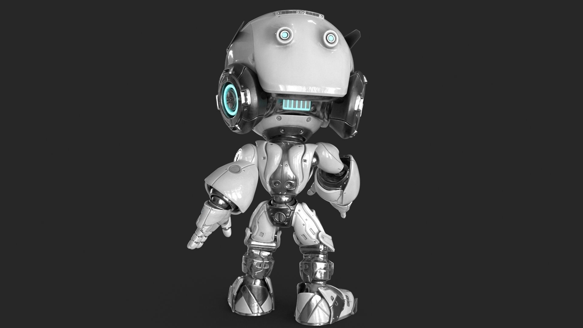 Droid RIGGED Low-poly 3D model_6
