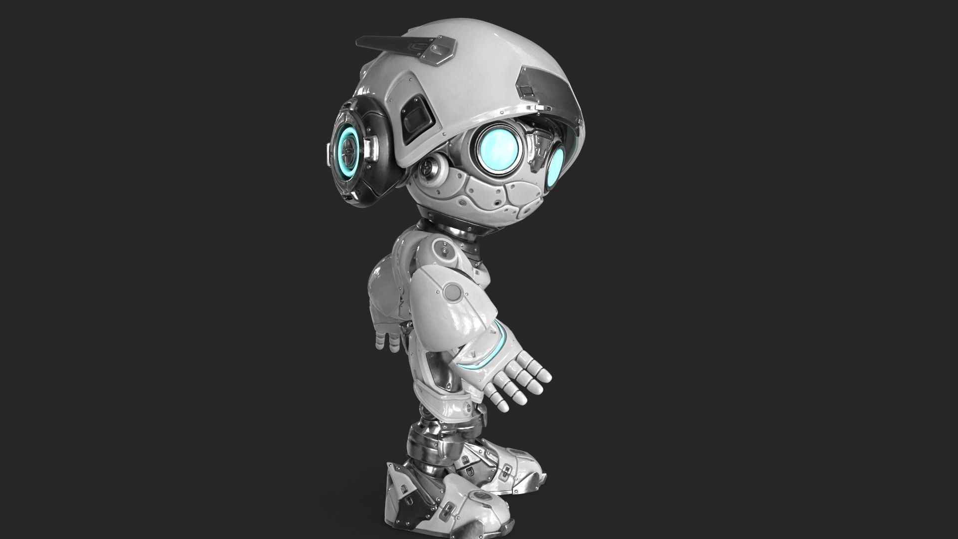 Droid RIGGED Low-poly 3D model_4