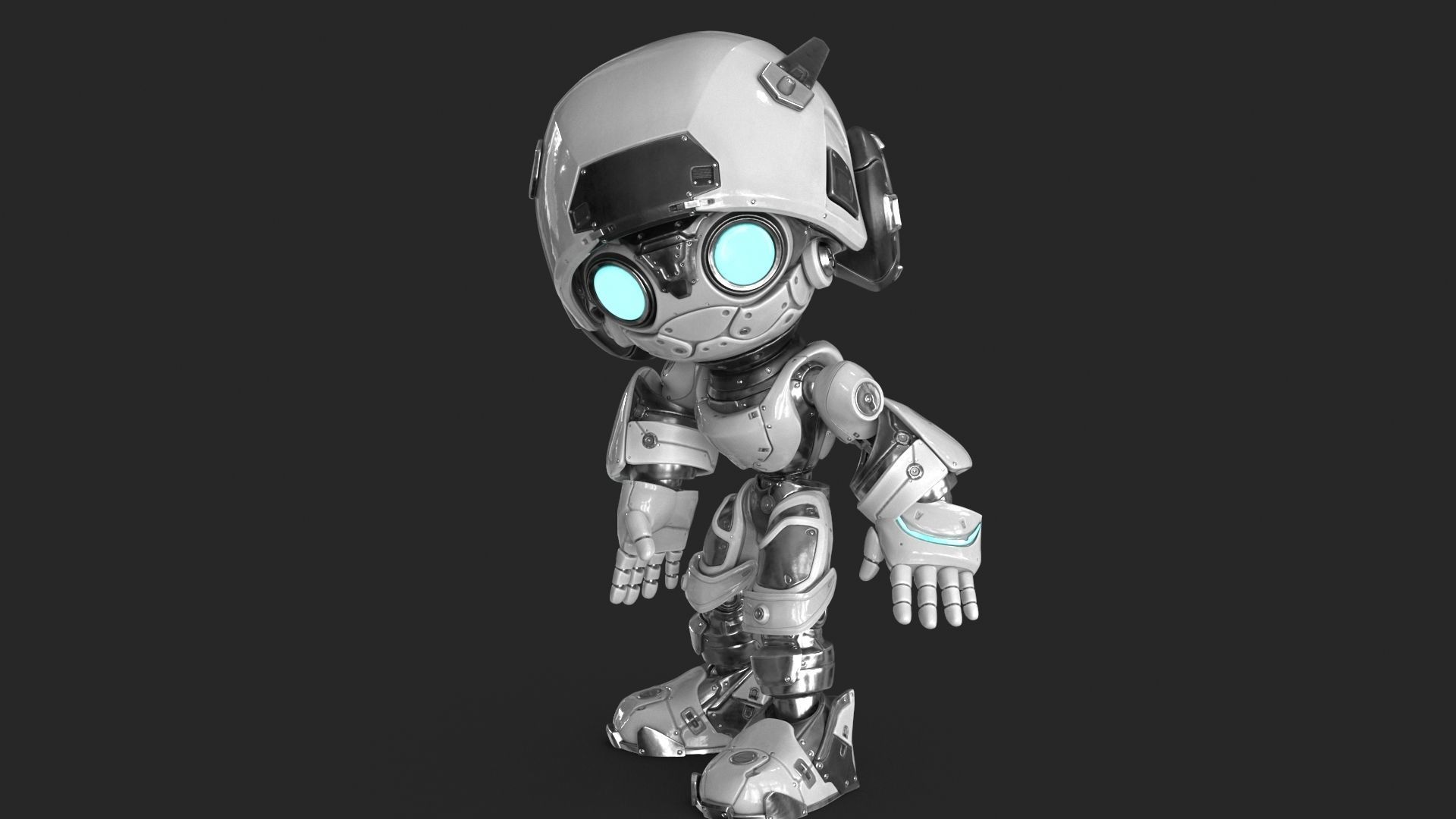 Droid RIGGED Low-poly 3D model_10