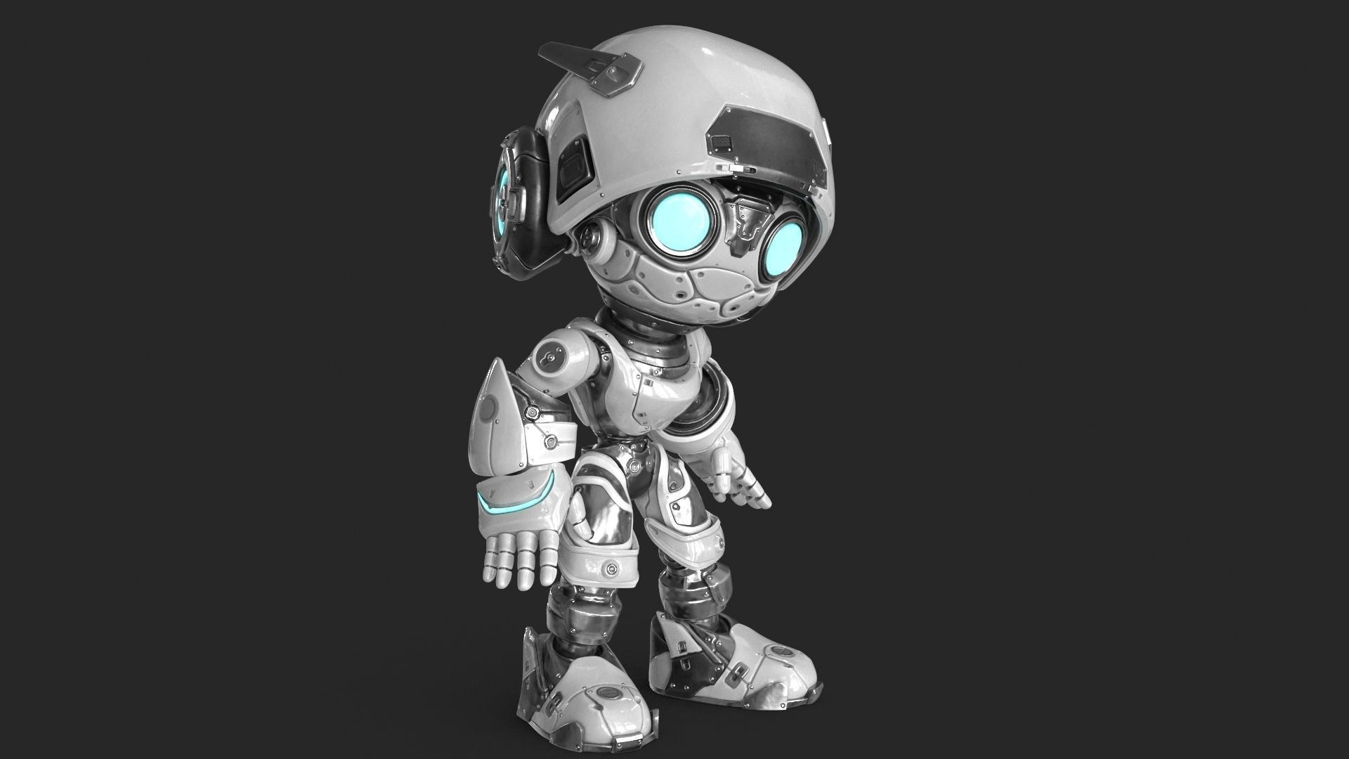 Droid RIGGED Low-poly 3D model_3