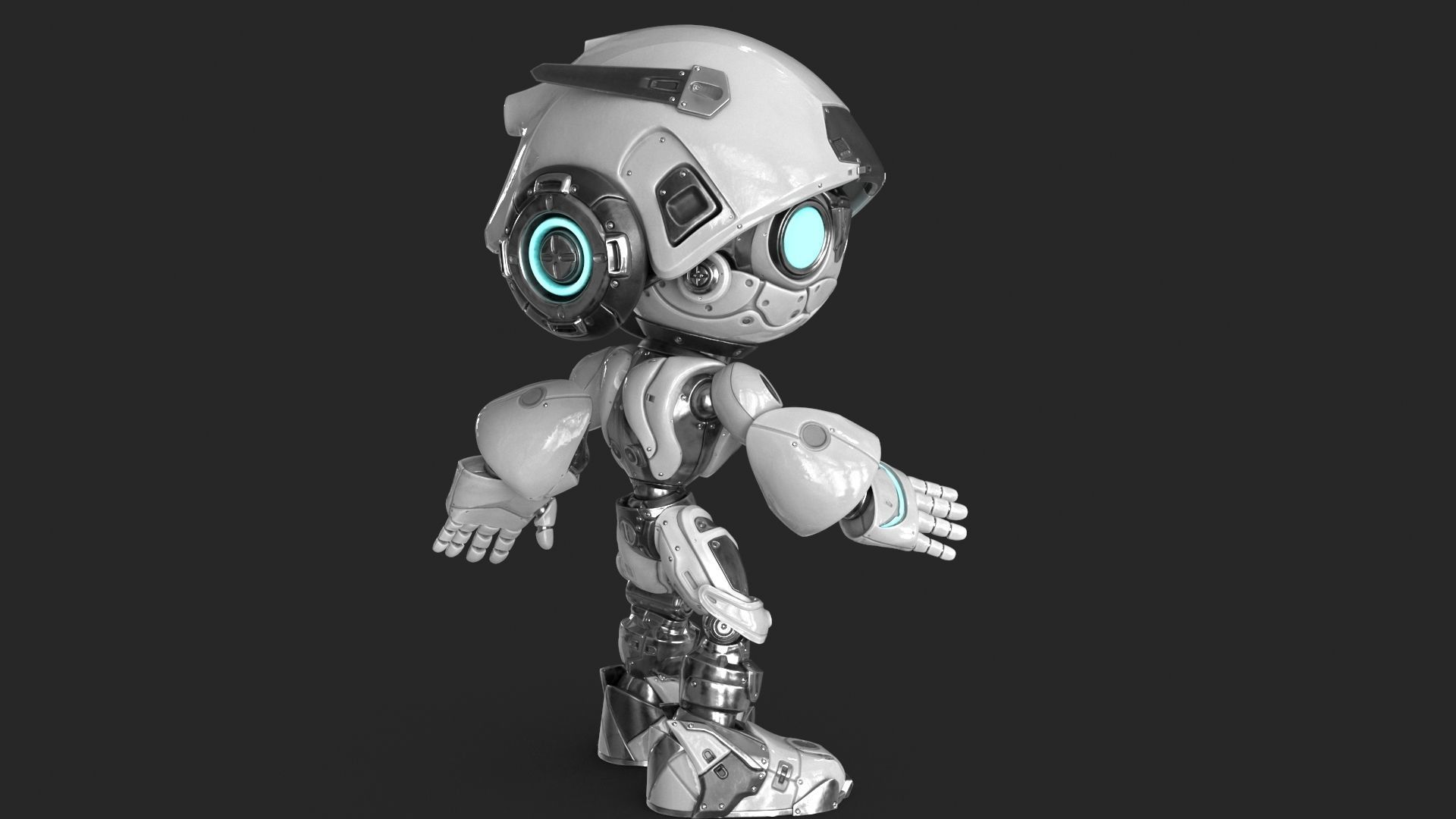 Droid RIGGED Low-poly 3D model_5