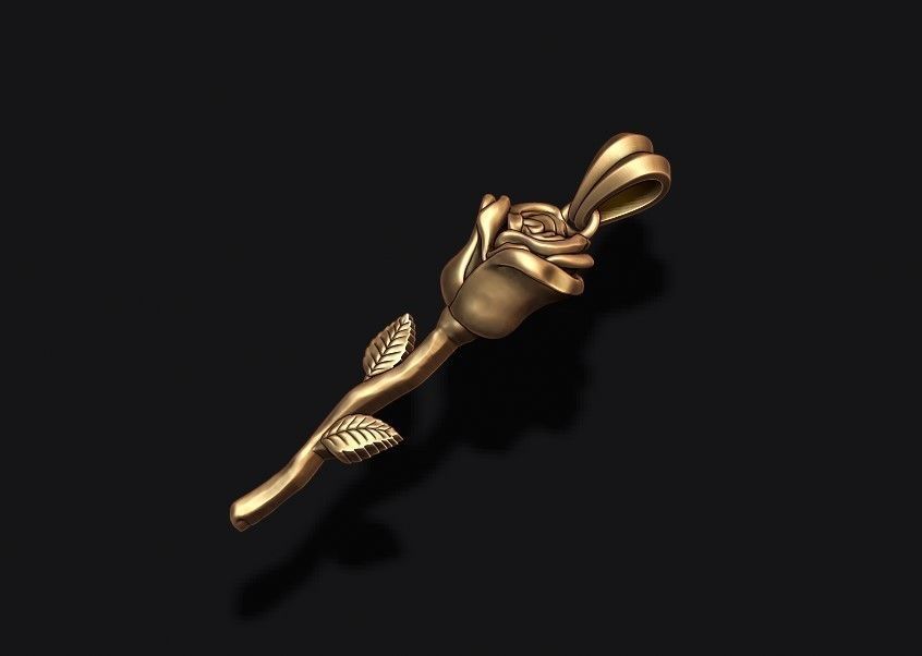 rose pendant basrelief 3D print model_2