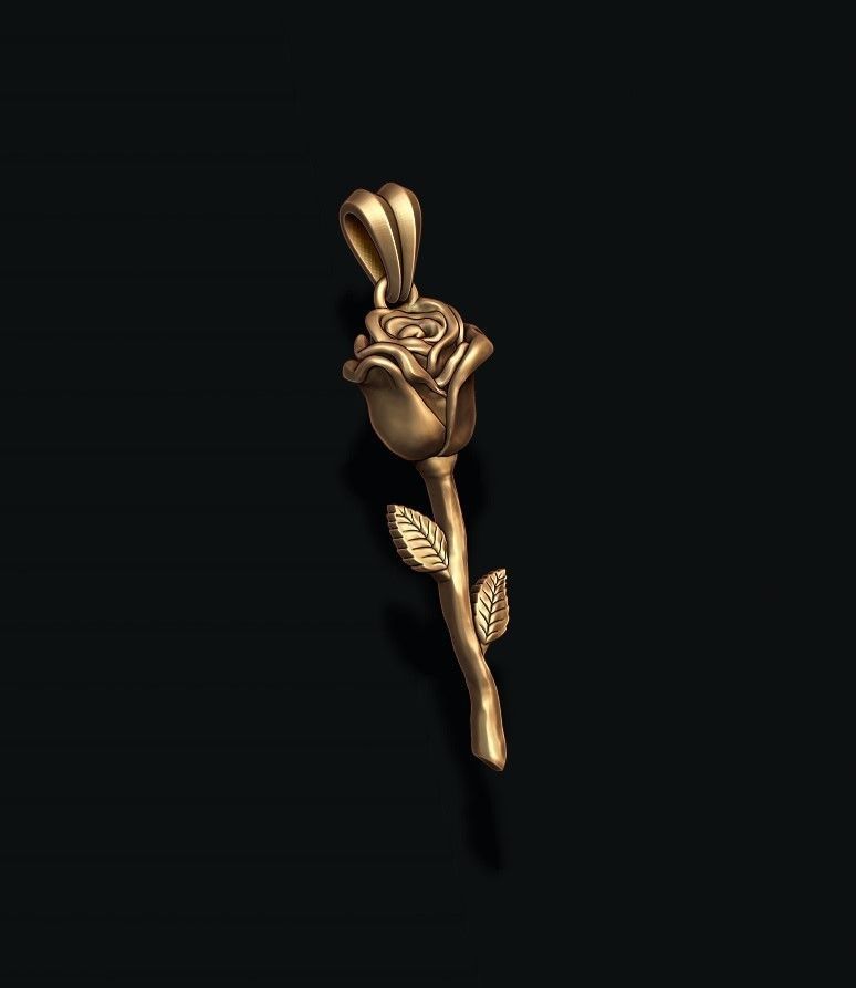 rose pendant basrelief 3D print model_1