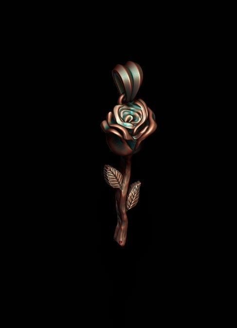 rose pendant basrelief 3D print model_5