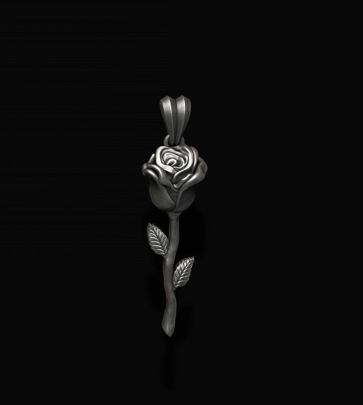 rose pendant basrelief 3D print model_3
