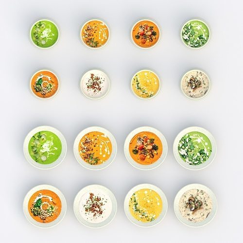 Low poly textured soups 3D model 2