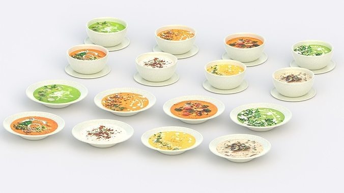 Low poly textured soups 3D model 5