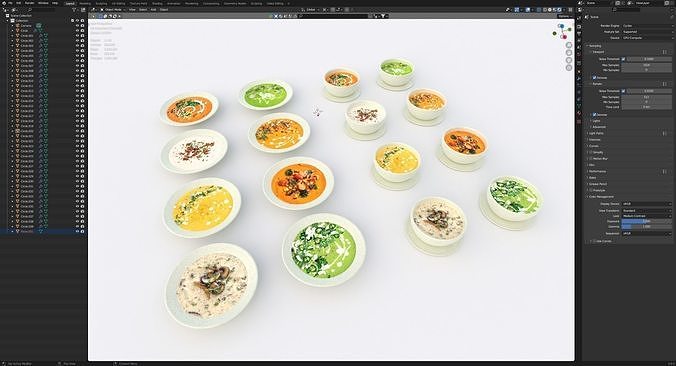 Low poly textured soups 3D model 7