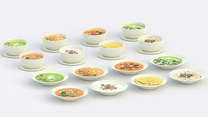 Low poly textured soups 3D model 4