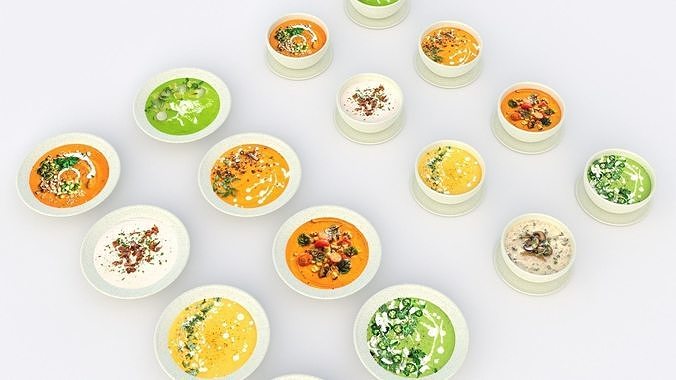 Low poly textured soups 3D model 6