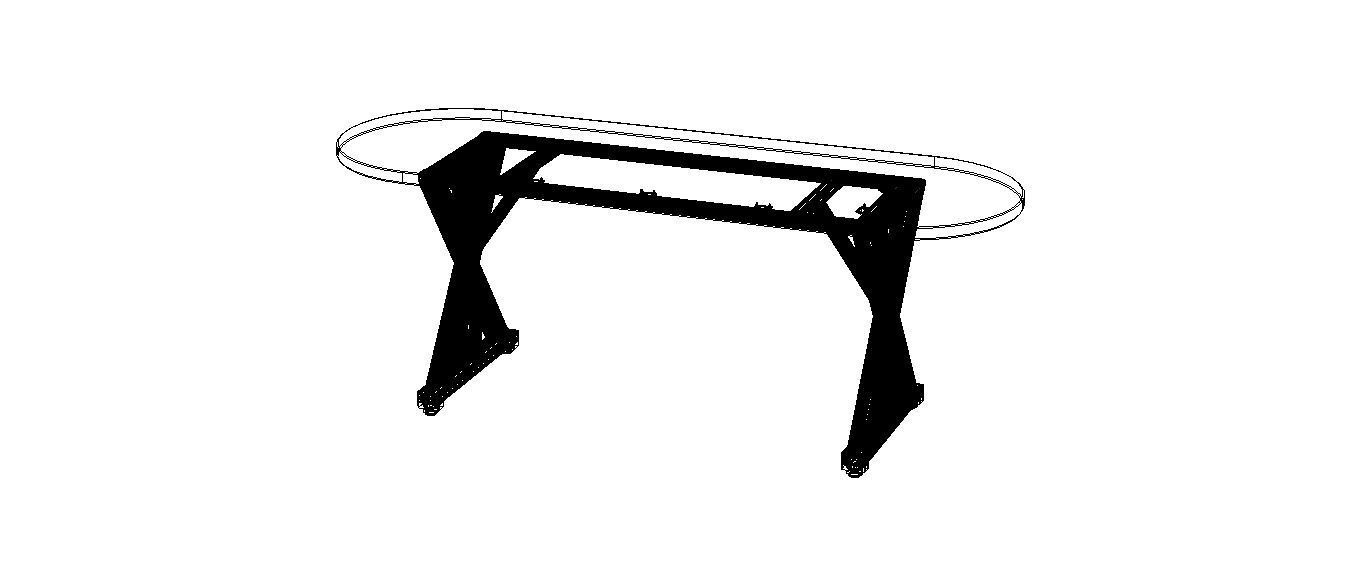Aluminum X-Frame Table 3D model_4