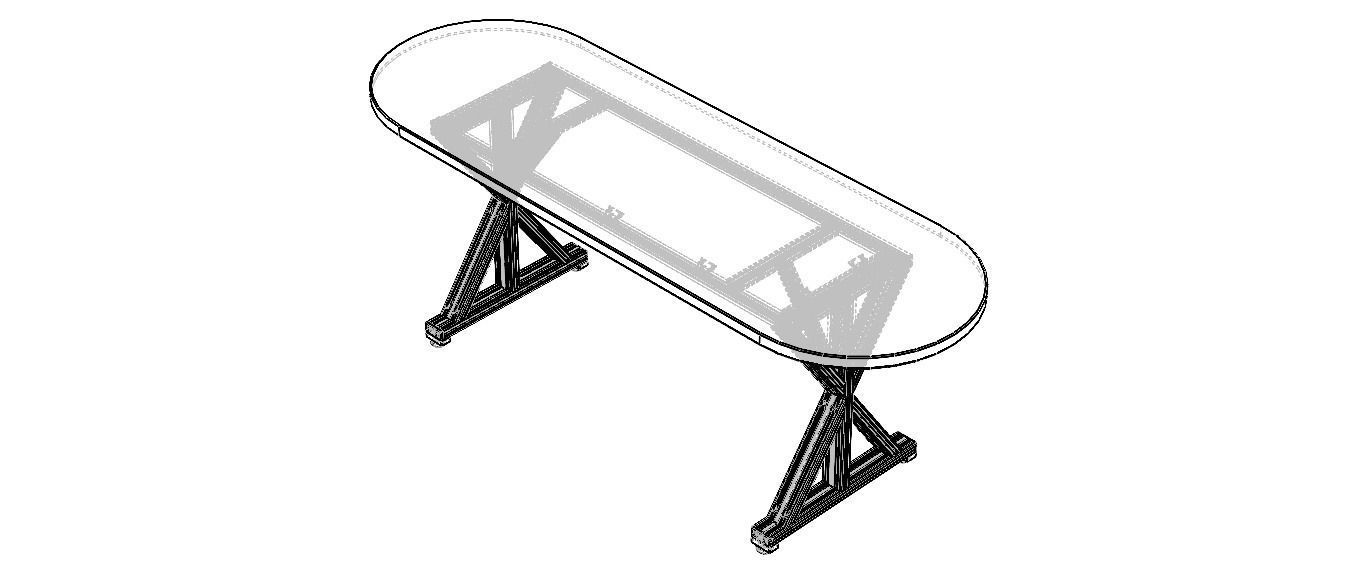 Aluminum X-Frame Table 3D model_7