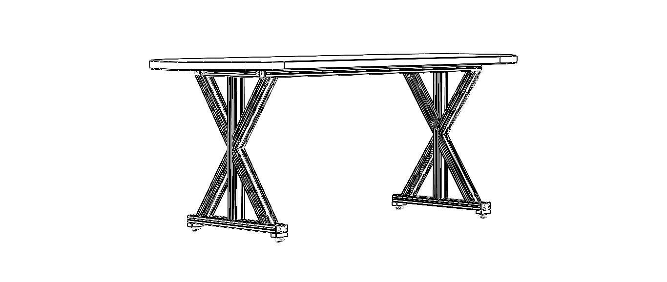 Aluminum X-Frame Table 3D model_18