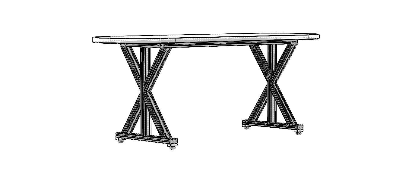 Aluminum X-Frame Table 3D model_19
