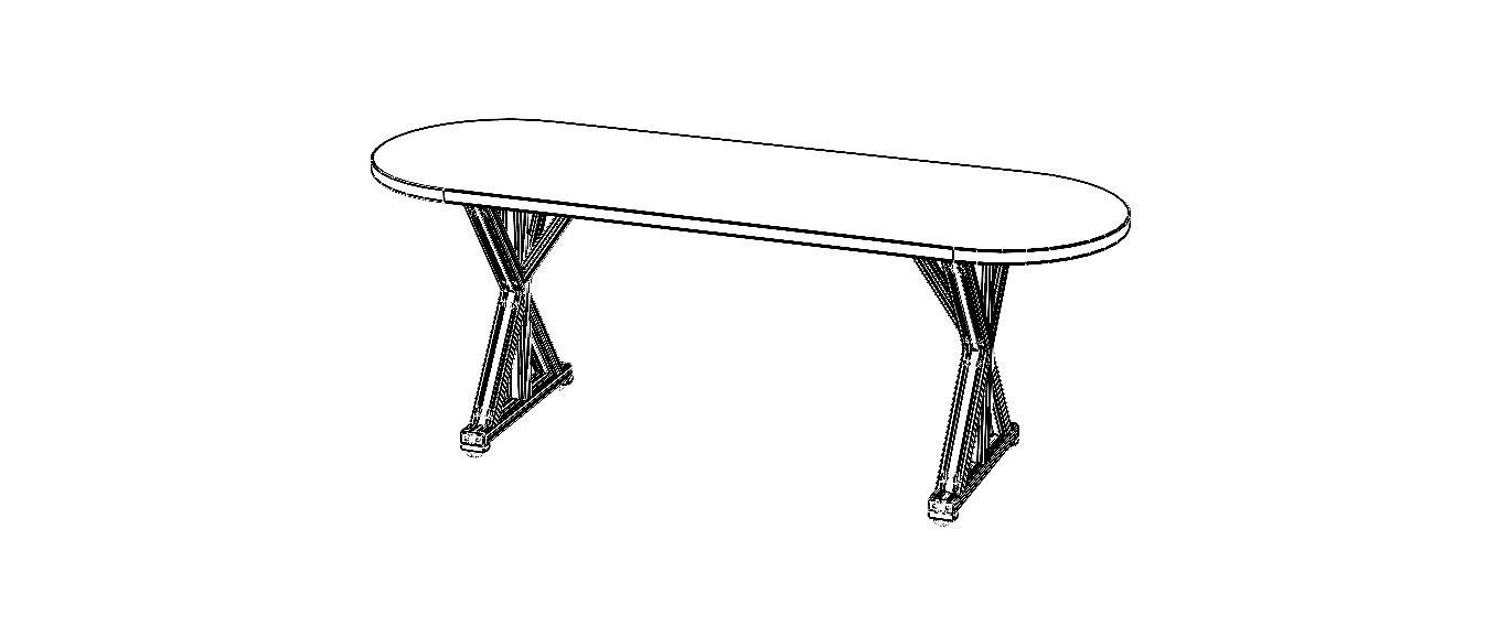 Aluminum X-Frame Table 3D model_2