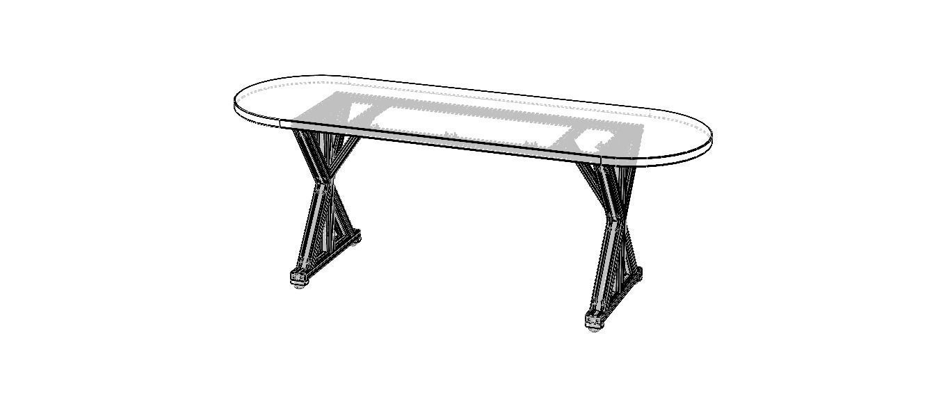 Aluminum X-Frame Table 3D model_3