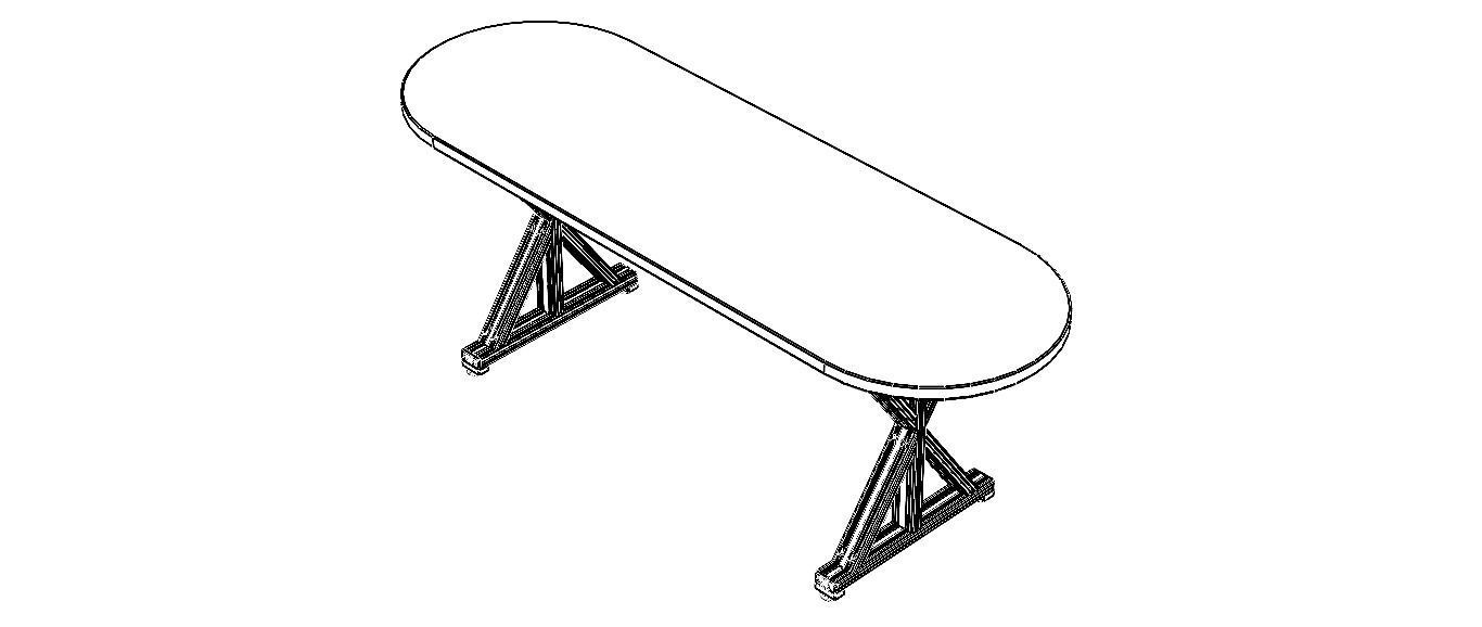 Aluminum X-Frame Table 3D model_6