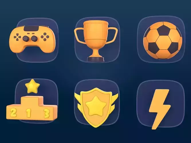 Cartoon Pack -- Video Game Controller - Trophy Cup - Soccer Ball