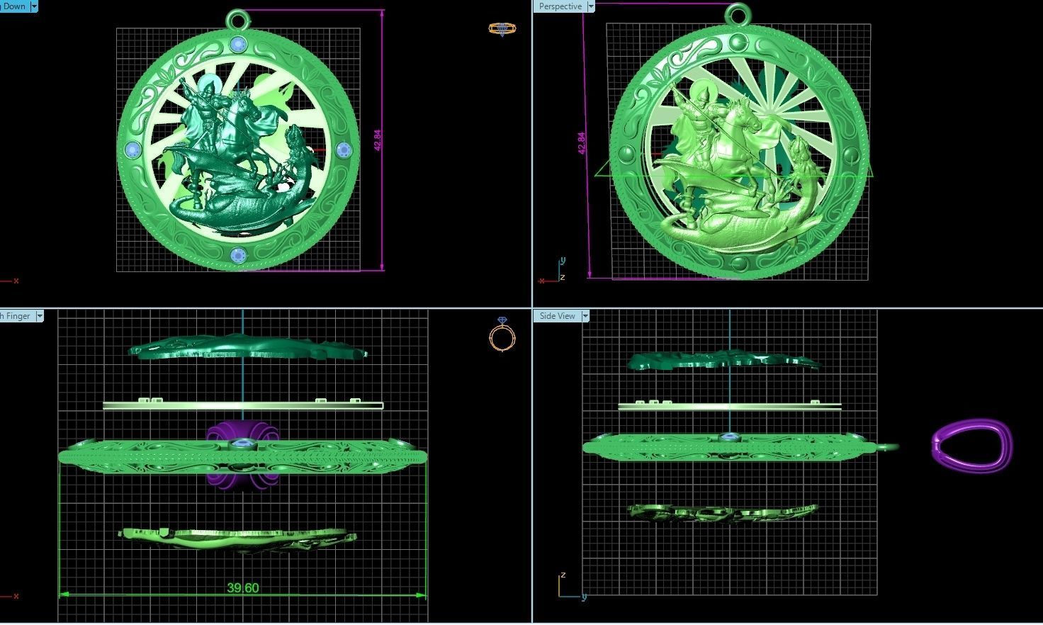 St George the Victorious Medal Protection  Charm Pendant 867 3D print model_4