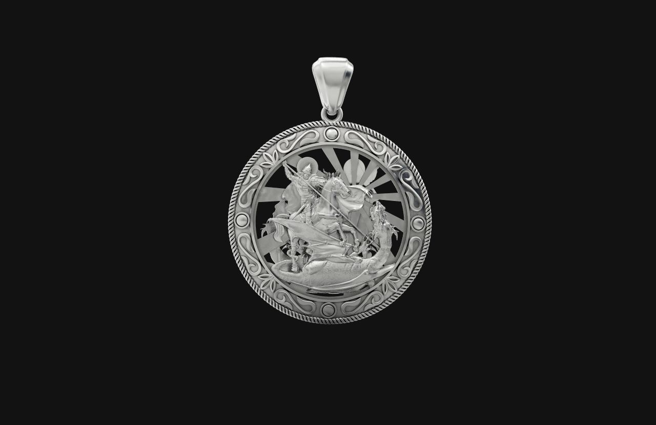 St George the Victorious Medal Protection  Charm Pendant 867 3D print model_15