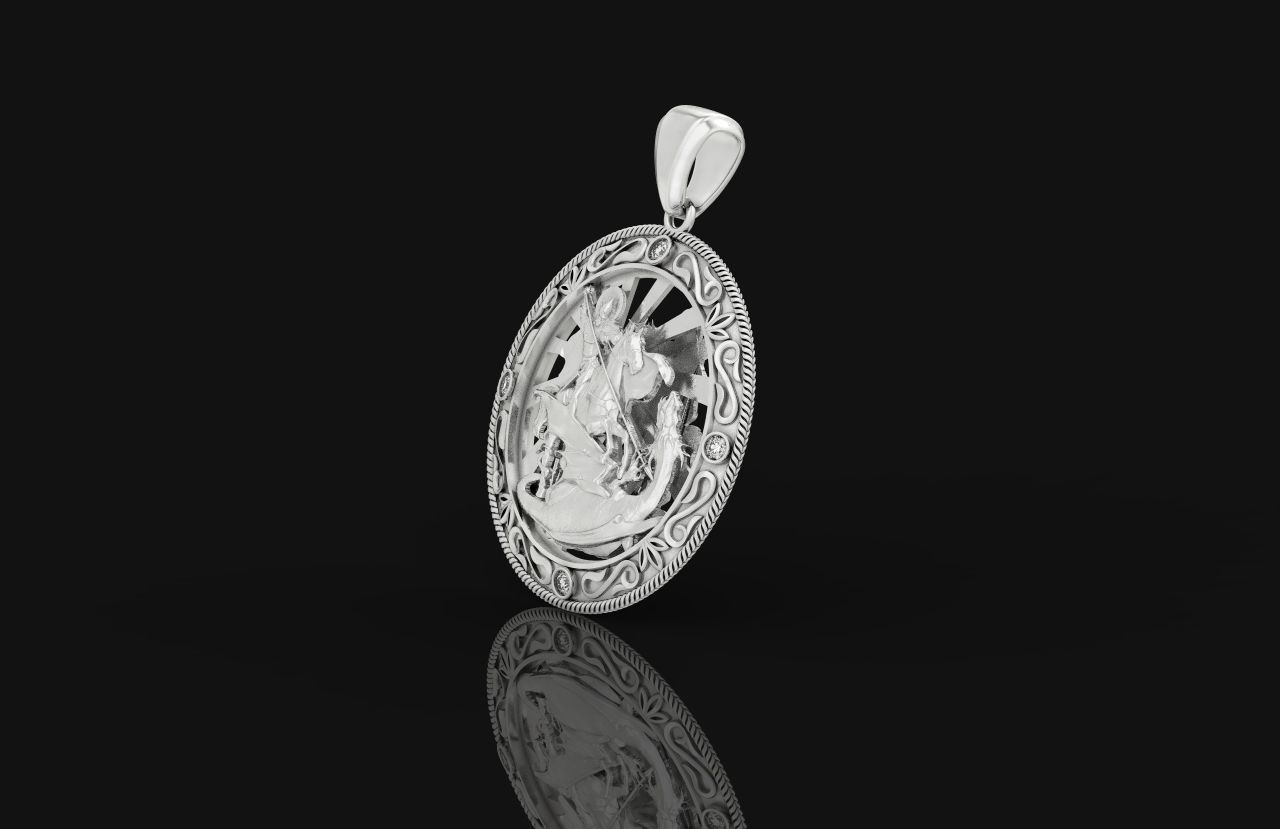 St George the Victorious Medal Protection  Charm Pendant 867 3D print model_13
