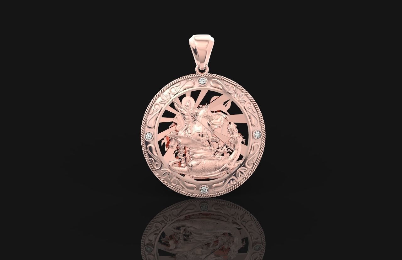St George the Victorious Medal Protection  Charm Pendant 867 3D print model_22