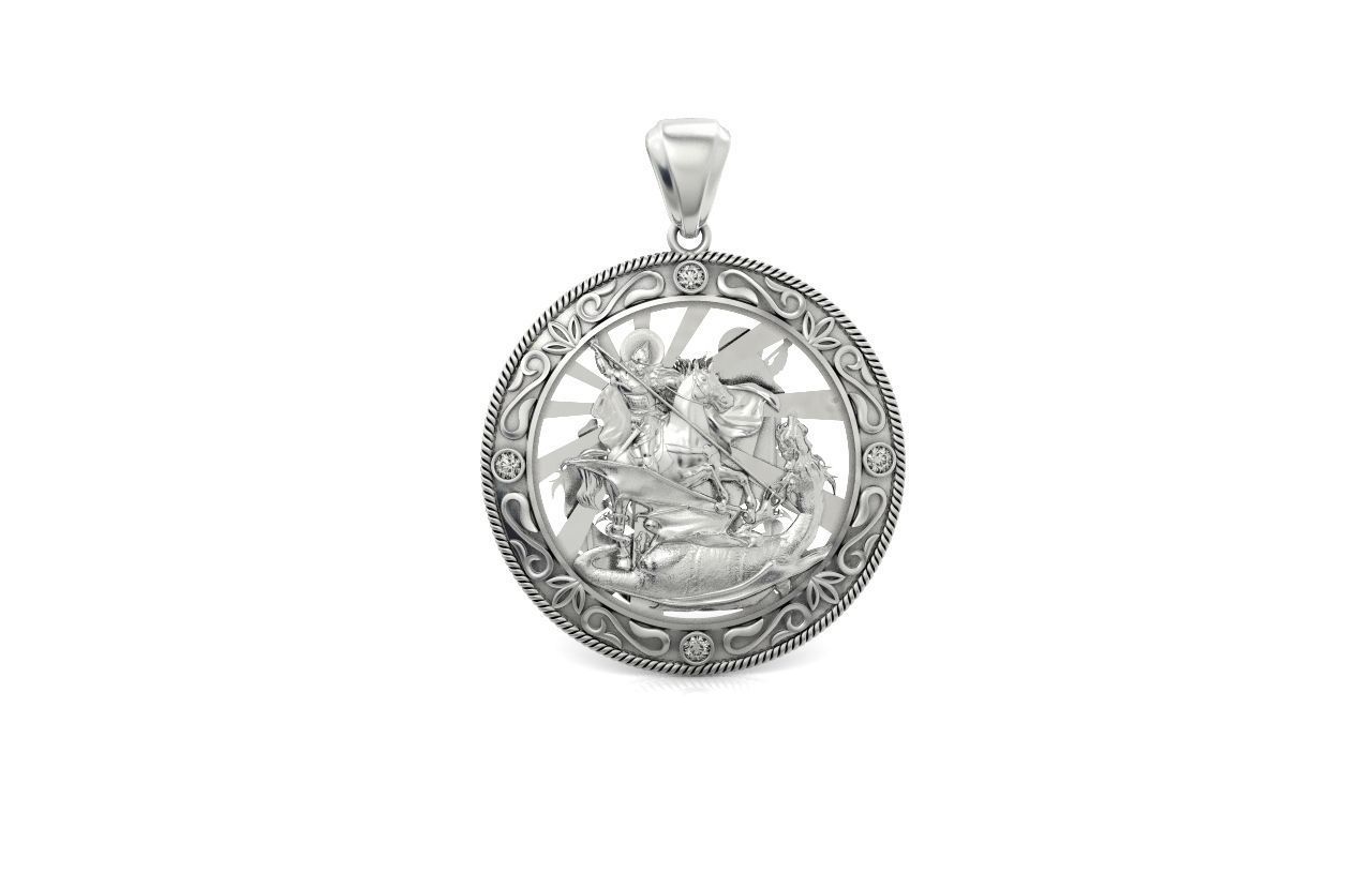 St George the Victorious Medal Protection  Charm Pendant 867 3D print model_24