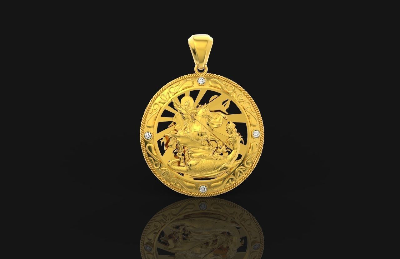 St George the Victorious Medal Protection  Charm Pendant 867 3D print model_20