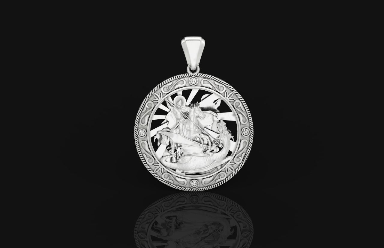 St George the Victorious Medal Protection  Charm Pendant 867 3D print model_35