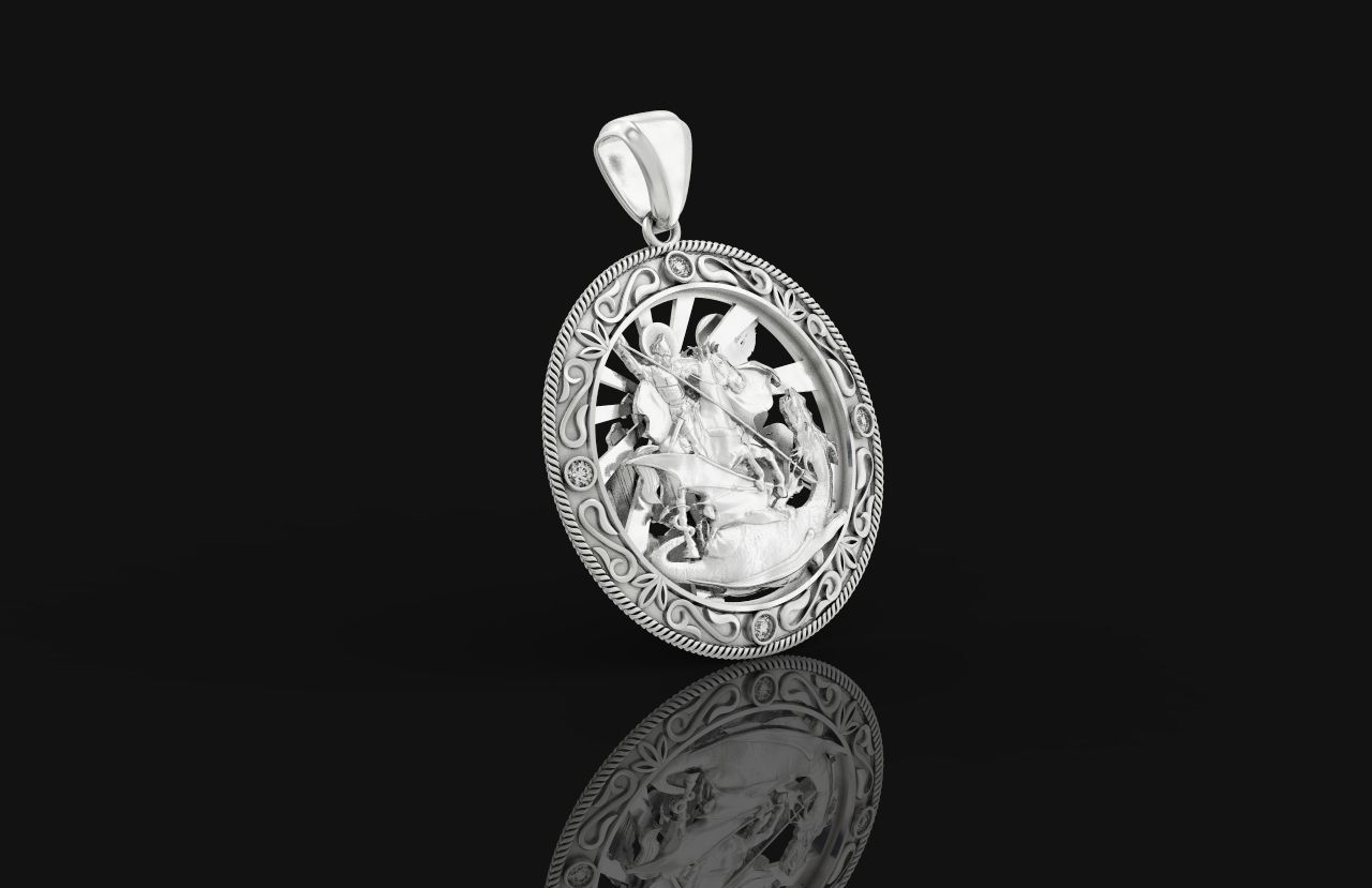 St George the Victorious Medal Protection  Charm Pendant 867 3D print model_17