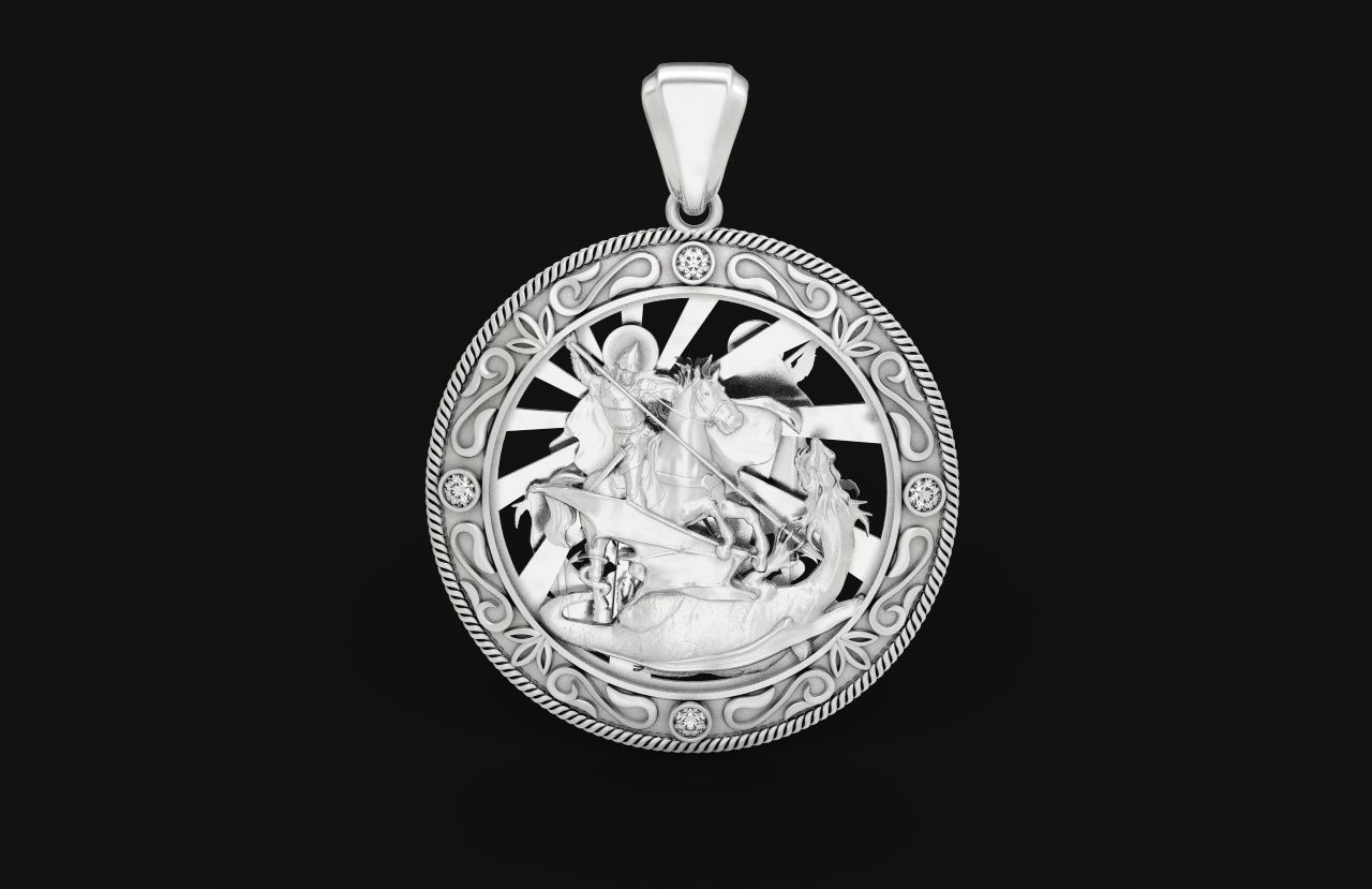 St George the Victorious Medal Protection  Charm Pendant 867 3D print model_31
