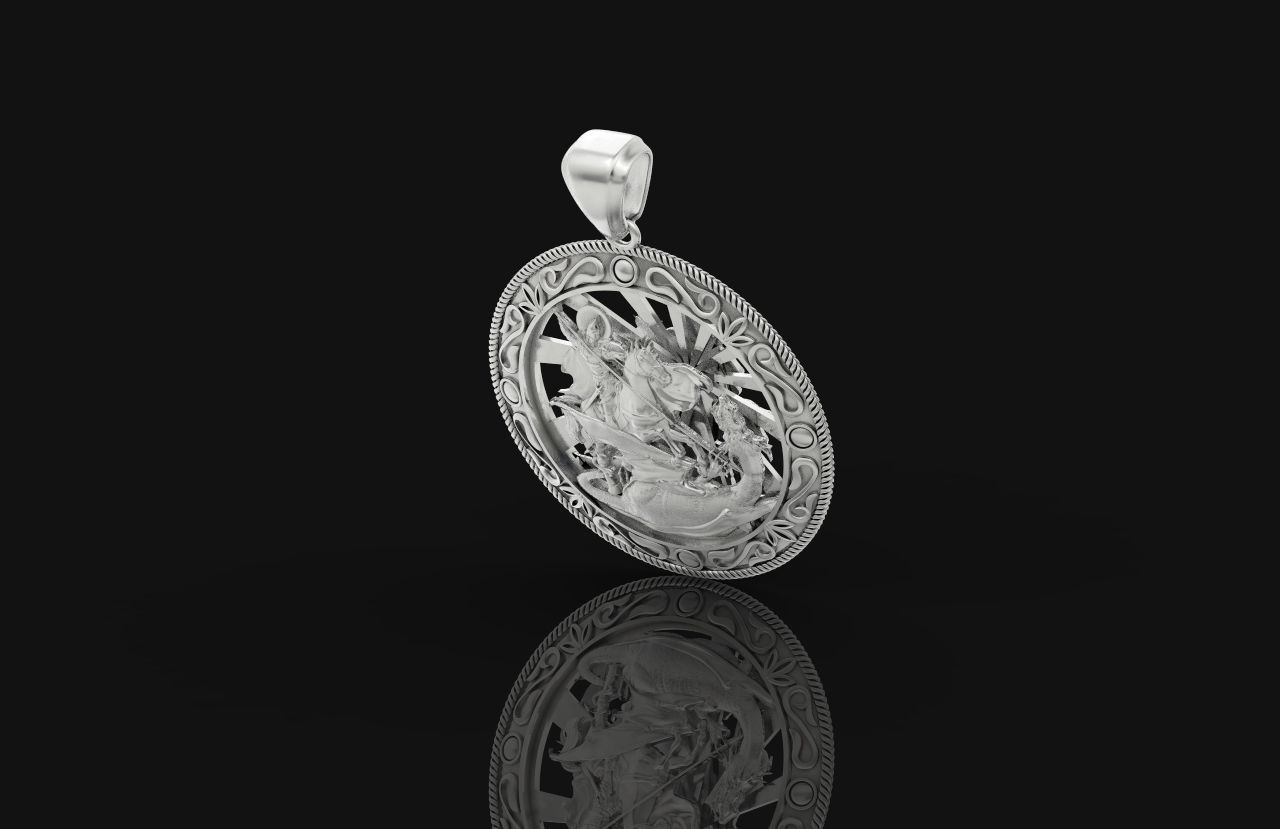 St George the Victorious Medal Protection  Charm Pendant 867 3D print model_16