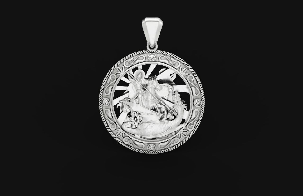 St George the Victorious Medal Protection  Charm Pendant 867 3D print model_11